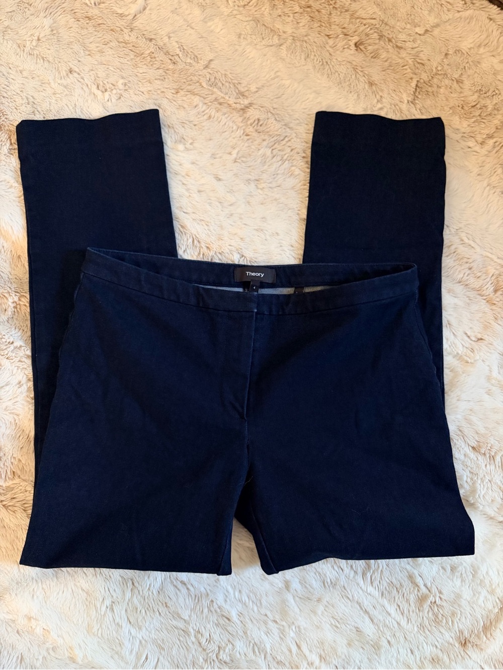 Theory Navy Capri Pants Size 4 Cropped Tailored Career Quiet Luxury Workwear